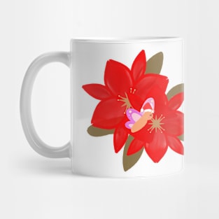 Christmas Flower and Butterfly Mug